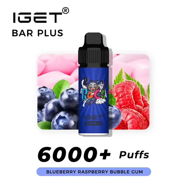 Blueberry Raspberry Bubble Gum – IGET Bar Plus 6000 Puffs disposable vape Australia