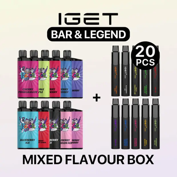 Mixed Flavour Box – IGET Bar & Legend (20PCS) bulk vape carton Australia