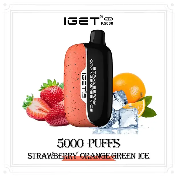 Strawberry Orange Green Ice – IGET Moon 5000 Puffs — 5,000-puff genuine vape available online in Australia with fast AU delivery Strawberry Orange Green Ice – IGET Moon 5000 Puffs disposable vape Australia